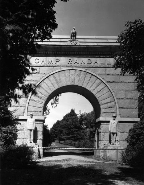 Camp Randall Memorial Arch with a gated path.