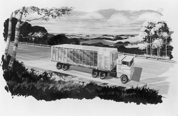 The tractor-trailer used to transport and display the world's largest cheese at the 1964 World's Fair held in New York. The 34,591 pound cheddar was made in Denmark, Wisconsin by Steve Siudzinski. It occupied only a portion of the trailer, with a general dairy exhibit in the rear. The trailer was donated by Highway Trailer of Edgerton.The cheese, following its two year stint at the World's Fair, was purchased by the Borden Company.