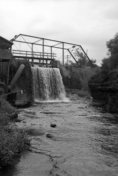 Spillway at millpond between 1940 and 1946.