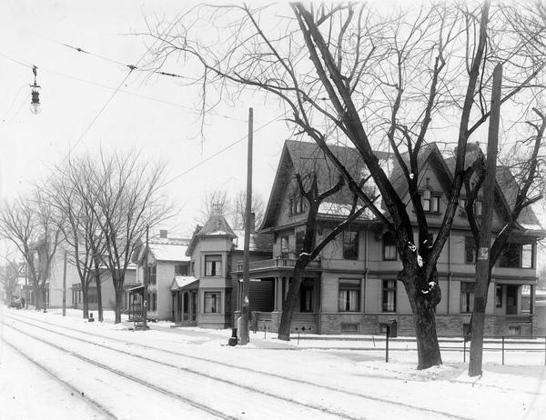 Winter scene of the 500 block of State Street, south side, at Frances Street.