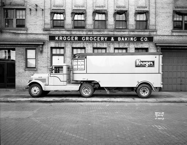Kroger Grocery truck, 1 of 100 trailers purchased from Stoughton Trailers, in front of Kroger Grocery & Baking Co. at 634 West Main Street.
