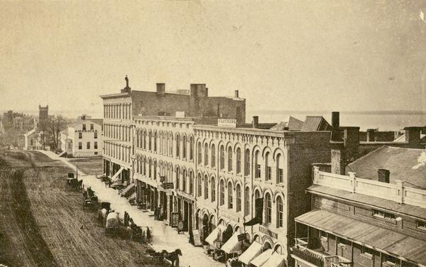 View overlooking Pinckney Street on the Square with the American Hotel in the background.