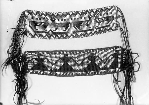 Menominee Indian "garters" made of beads and yarn.