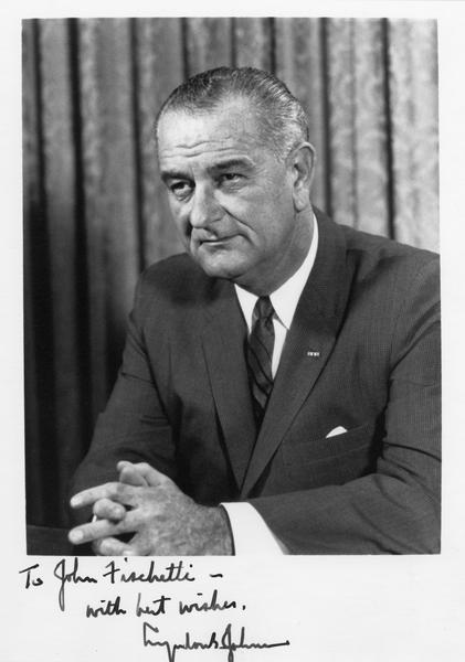 Autographed portrait of Lyndon B. Johnson, 36th President of the United States, 1963-1969.
