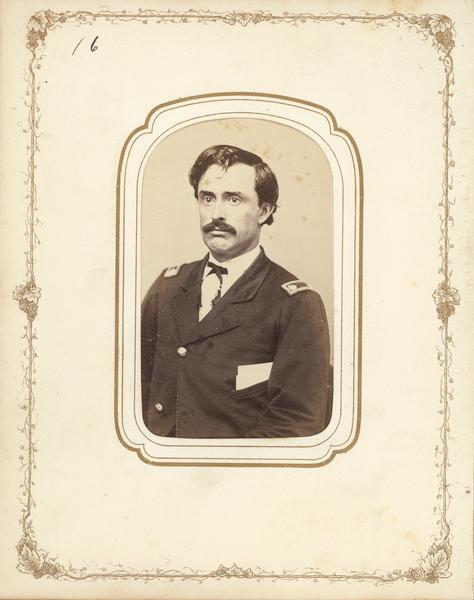 Waist-up carte-de-visite of Henry Baker of the 4th Wisconsin Cavalry.