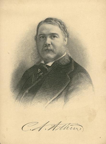Head and shoulders portrait of Chester A. Arthur, the 21st President of the United States. Arthur was born on October 5, 1829 in Fairfield, Vermont, and died on November 18, 1886, in New York City. As Vice President under James A. Garfield, Arthur became President when Garfield was shot and killed. After college, Arthur taught, practiced law in New York State, and served as Quartermaster General for New York during the Civil War. After the Civil War, President Ulysses S. Grant appointed Arthur Collector of the Port of New York. As President, he became a champion of civil service reform. His administration implemented the first general federal immigration law. Known as a man of fashion and style, Arthur suffered from a fatal kidney disease, which he kept secret during his Presidency. He was not renominated for a second term.