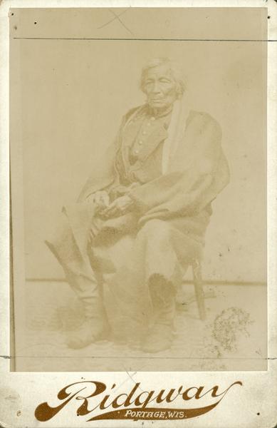 Studio portrait of Yellow thunder, a Winnebago Chief.