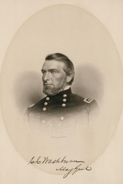 Portrait of Major General C.C. Washburn in uniform.