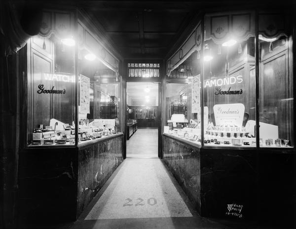 Goodman's Jewelers display windows, and entrance, located at 220 State Street.