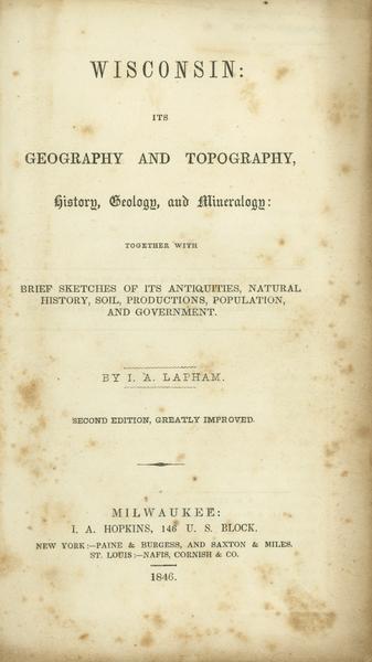 Title page of the book "Wisconsin: Geography and Topography".