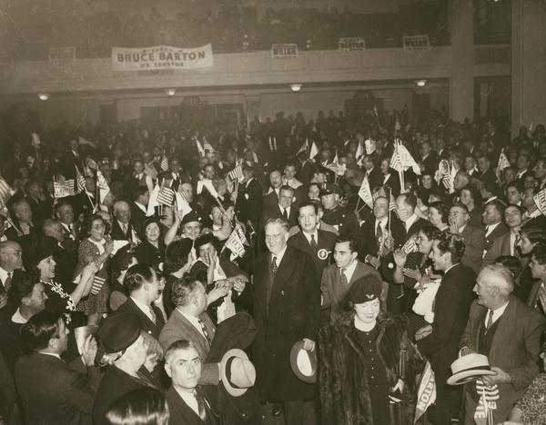 Bruce Barton in a large crowd during his 1940 campaign for election to the U.S. Senate.