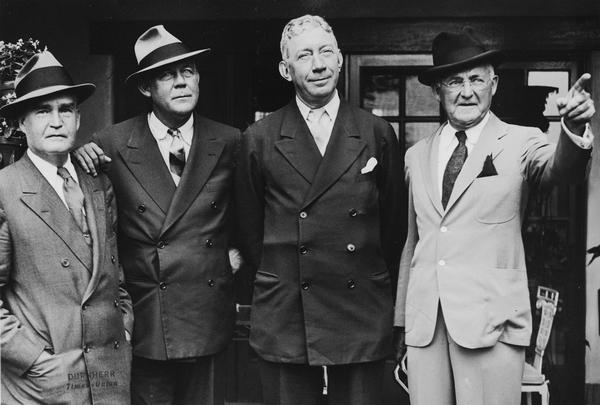 From left to right: Bruce Barton, Grantland Rice, John Wheeler, and Frank E. Gannett.