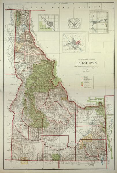 Map of state of Idaho. Department of Interior General Land Office.