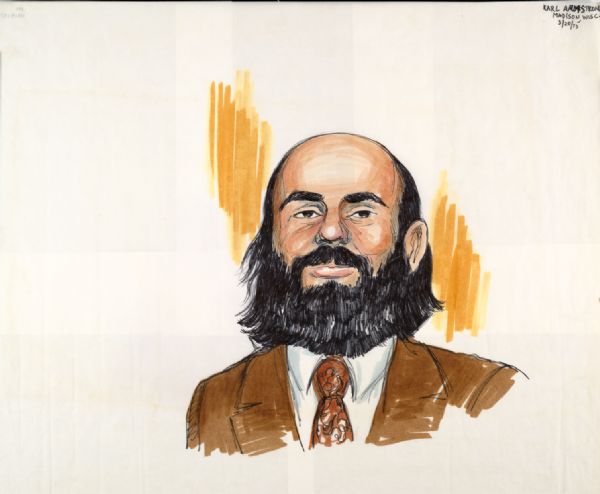 Artist's courtroom depiction of Karlton Armstrong.