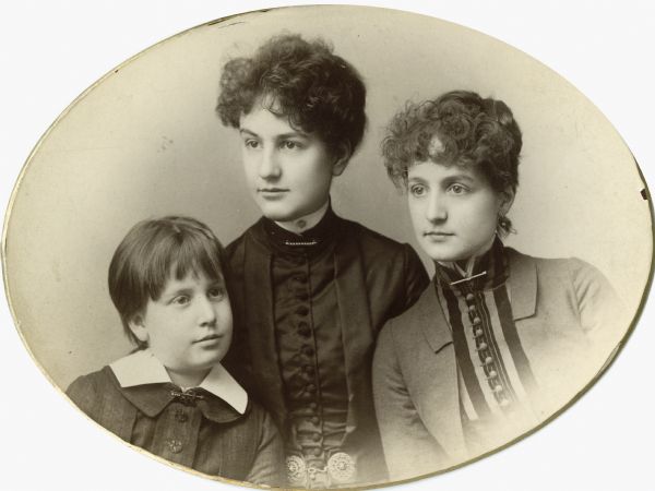 Portrait of, from left to right, Mary, Salley, and Carol Fairchild, daughters of Lucius Fairchild.