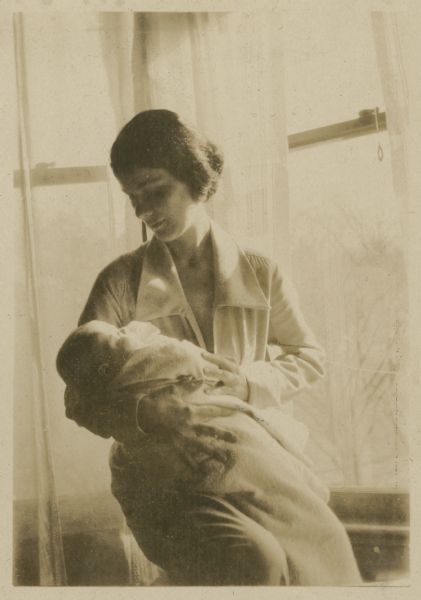 Olgivanna Wright holding Iovanna, her daughter.