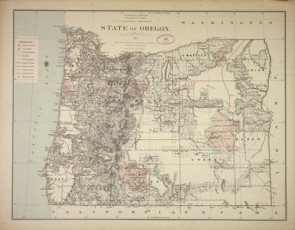 Map of the state of Oregon.