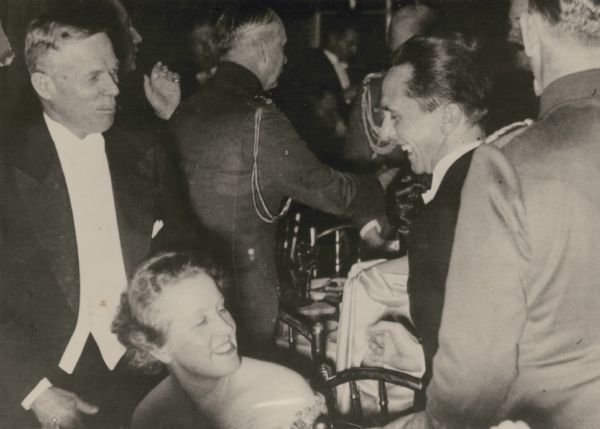 Sigrid Schultz, Ambassador William Dodd, and Nazi propaganda minister  Joseph Goebbels seen together at the foreign press ball.