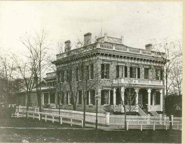 Exterior view of the Levi B. Vilas house, built in 1852 at the corner of 521 North Henry and Langdon Streets, as it appeared before remodeling.