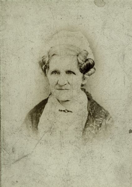 Studio portrait of Mrs. Harriet Wood Wheeler, wife of Leonard Hemenway Wheeler, at the age of 74.