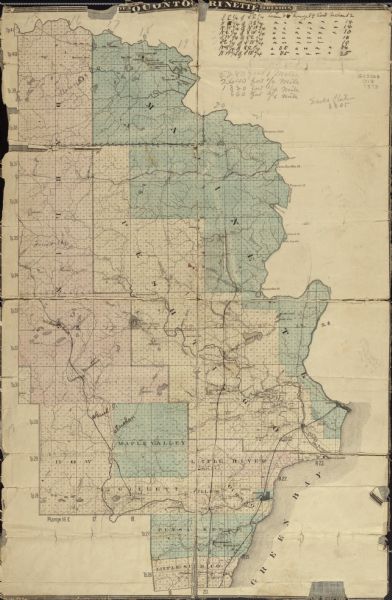 Map of Oconto and Marinette counties.
