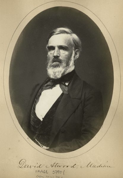 Portrait of David Atwood, as a Republican Assemblyman, 1860-1861.  Atwood was the publisher of the "Wisconsin State Journal".