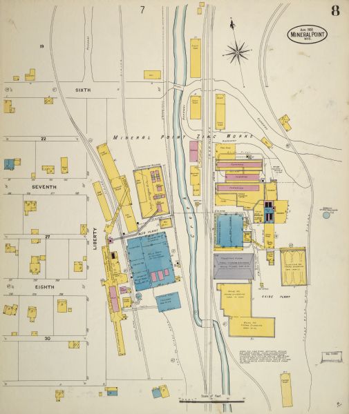 Sanborn map of a portion of Mineral Point.