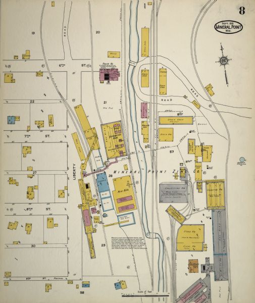 Sheet 8 of a Sanborn map of a portion of Mineral Point.