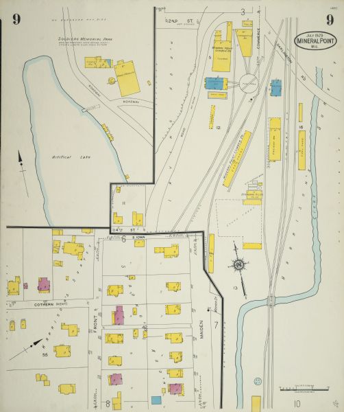 Sheet 9 of a Sanborn map of a portion of Mineral Point.