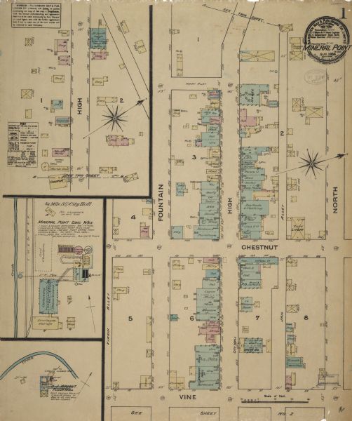 Sheet 1 of a Sanborn map of a portion of Mineral Point.