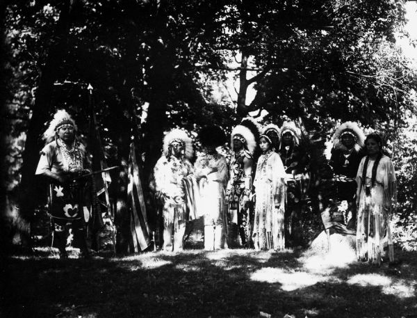 Chief Yellow Thunder and other Ho-Chunk (Winnebago) Chiefs at the Blackhawk Centennial celebration at West Point.