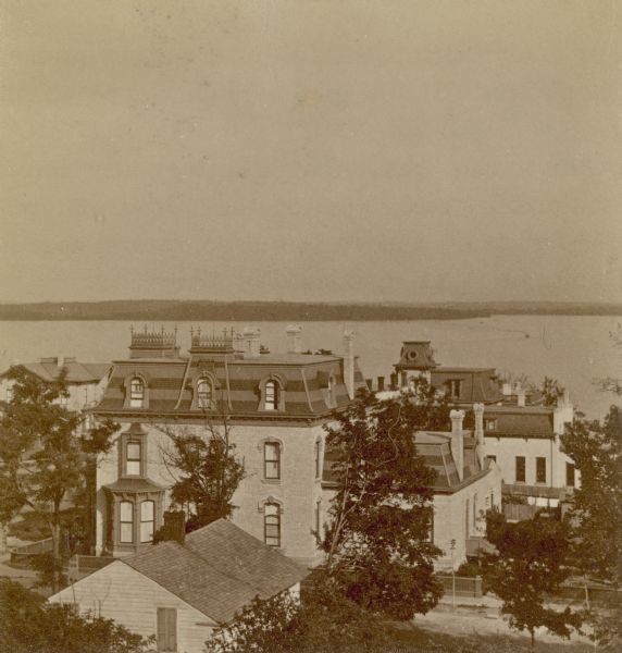 View towards Lake Monona (David Atwood House in foreground, Monona Avenue and Doty Street).