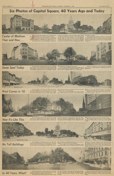 Capitol Square images from a 1956 <i>Wisconsin State Journal</i> article.