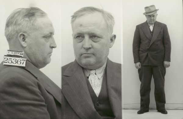 Prison mug shot of Edward Pendergast, inmate number 25367, an Irish mill wright who was convicted of arson.