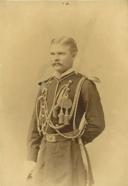 Studio portrait of Ernest Albert Garlington in uniform. He was a medal of honor winner.