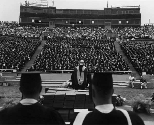 Graduation at Camp Randall at the University of Wisconsin-Madison.