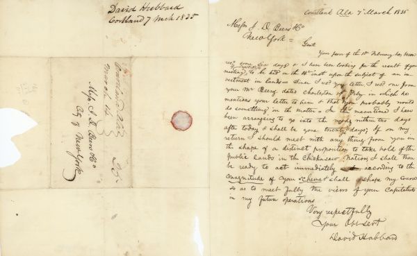Letter from David Hubbard | Manuscript | Wisconsin Historical Society