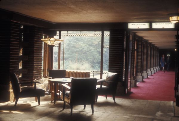 A corner in the lobby of the Imperial Hotel,Tokyo, Japan.  The hotel was designed by architect Frank Lloyd Wright.