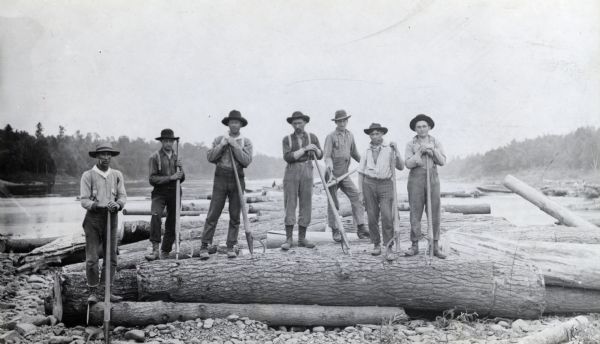 Chippewa Lumber & Boom Company log driving crew on the Chippewa River.