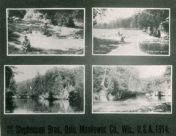 Various views of places in Oslo. Text at bottom reads: "Stephenson Bros., Oslo, Manitowoc Co., Wis., U.S.A., 1914."