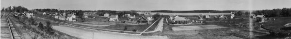 Panoramic view of the Wingra area from the railroad tracks north of Gregory Street. Looking towards Lake Wingra, across Monroe Street.