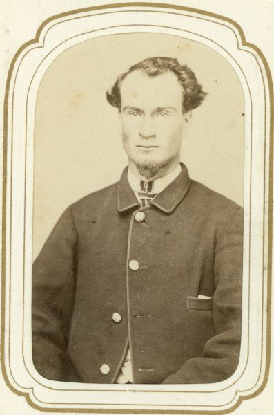 Carte-de-visite of Jerry Flint of the 4th Wisconsin Cavalry.