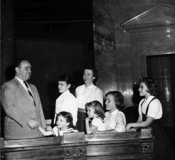 Horace Wilke with his wife and five daughters.