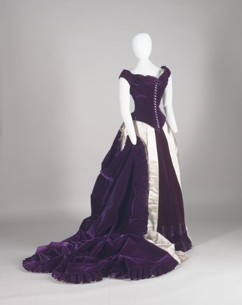 Gown made by Charles Frederick Worth of Paris for Frances Fairchild, wife of Wisconsin Governor Lucius Fairchild.  