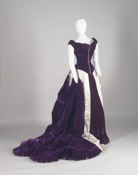 Gown made by Charles Frederick Worth of Paris for Frances Fairchild, wife of Wisconsin Governor Lucius Fairchild. 
