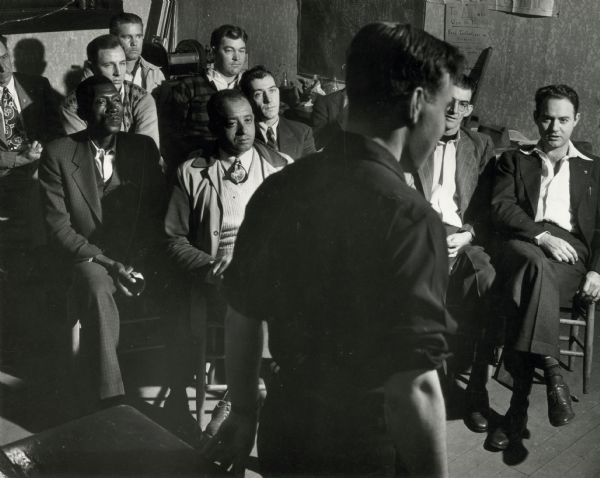 Pre-CIO meeting at Highlander School with a group of men.