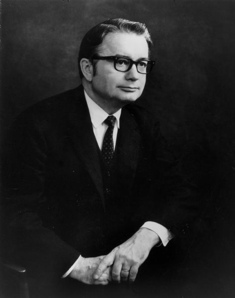Studio portrait of Patrick J. Lucey, Governor of Wisconsin 1971-77.