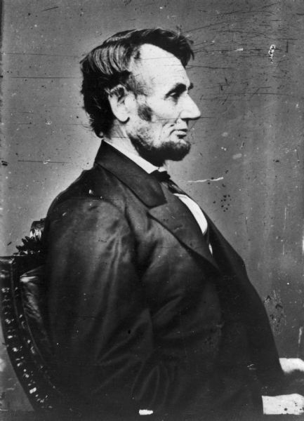 Abraham Lincoln in one of the famous portraits known as the Brady Profiles.