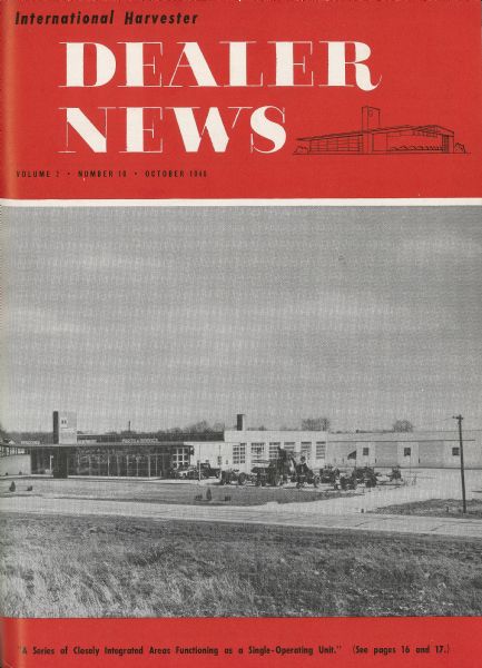 The cover for "Dealer News" featuring a prototype of its new base of operations building.