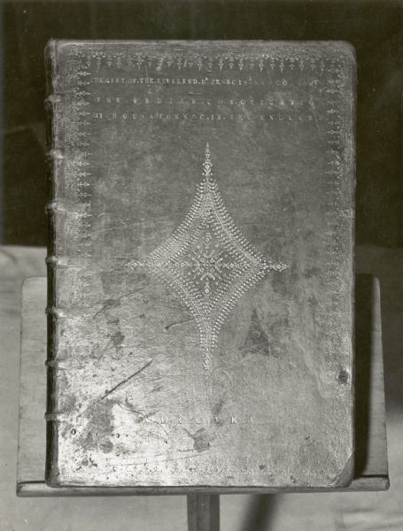 The front cover of the Stockbridge Bible.